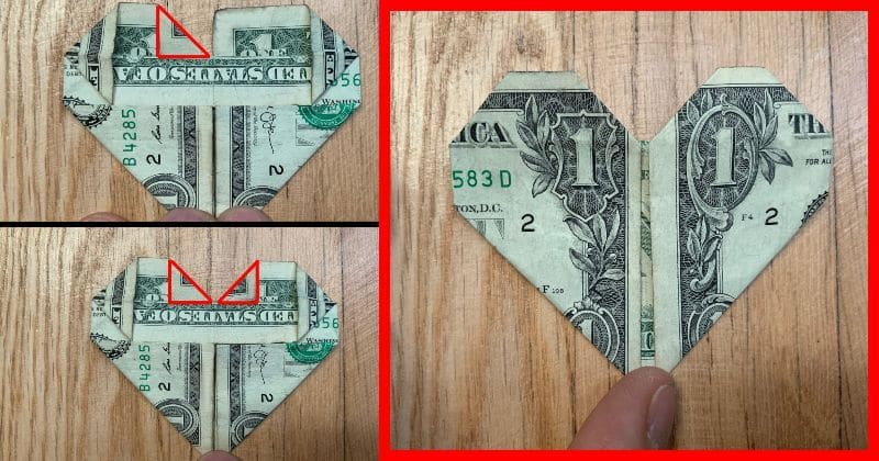 Easy Step By Step Dollar Bill Origami Heart