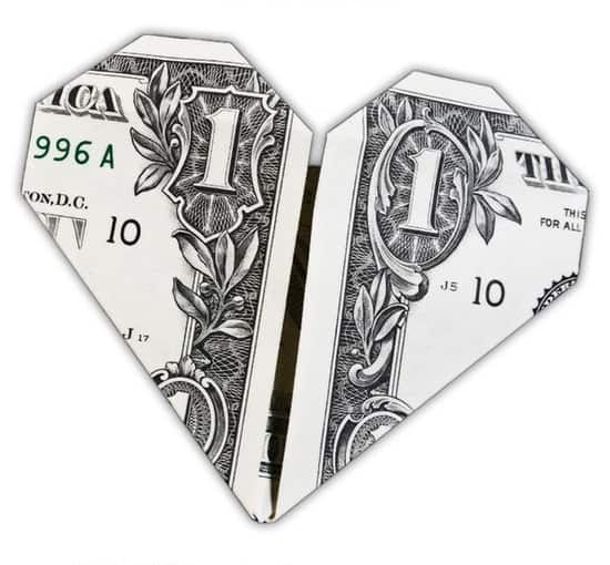dollar bill heart