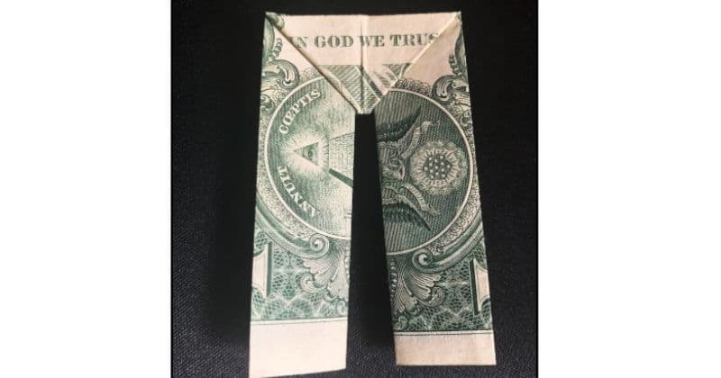 Dollar Bill Origami Pants Completed