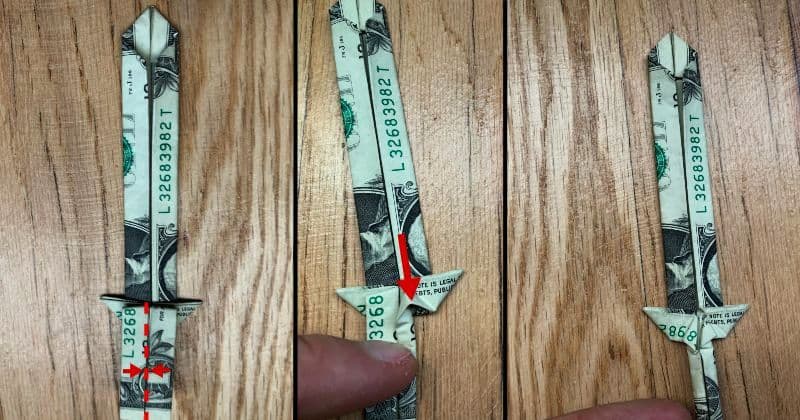 Dollar Bill Origami Sword 15