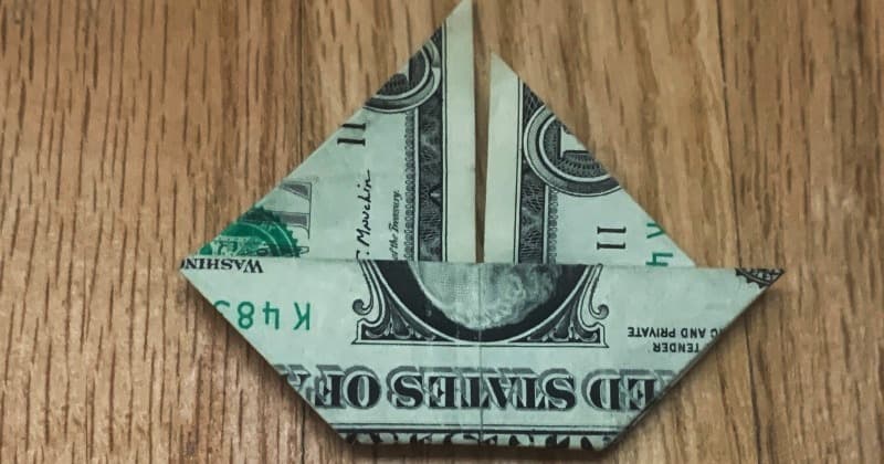 Dollar Bill Money Origami Sailboat