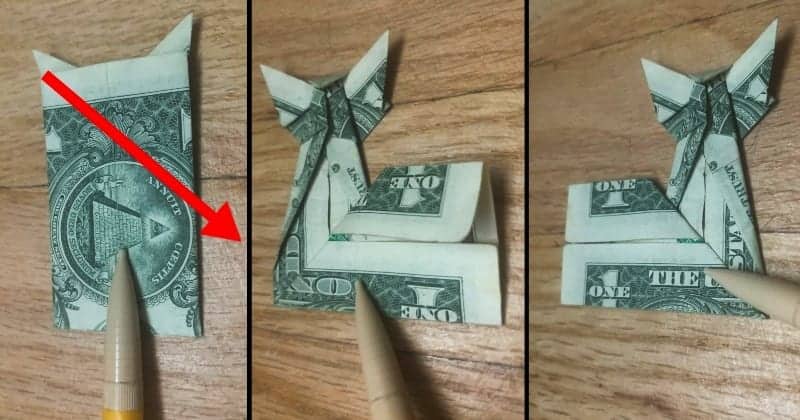 Dollar Bill Origami Cat Step 10