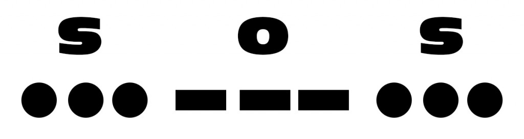 SOS in Morse code is three dots, three dashes, three dots..
