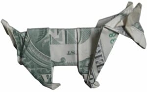 origami money dog
