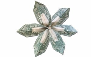 origami money flower modular