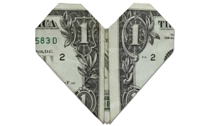 origami money heart