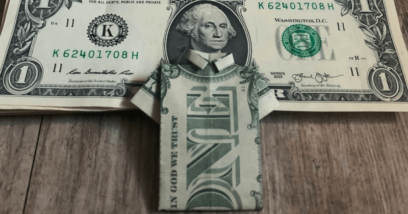 dollar bill money origami shirt