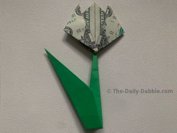 dollar bill origami tulip complete