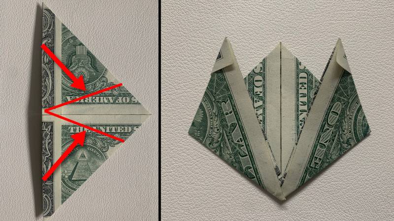 dollar bill origami tulip step 5