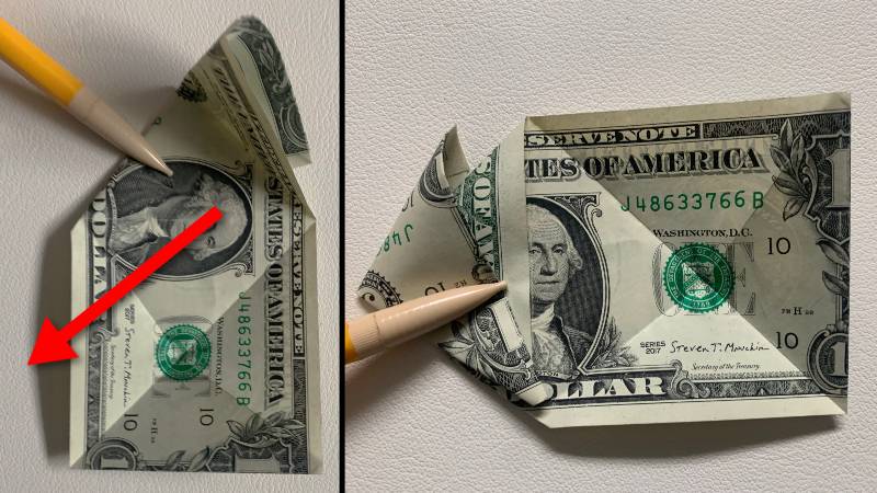 dollar bill origami tulip step 8