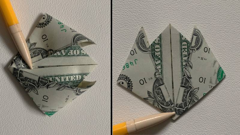 dollar bill origami tulip step 9