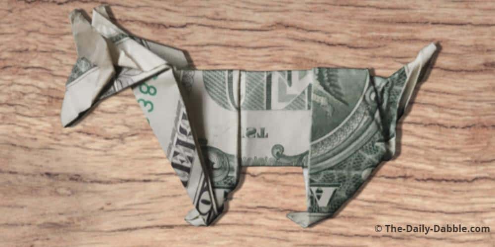 money origami animal dog