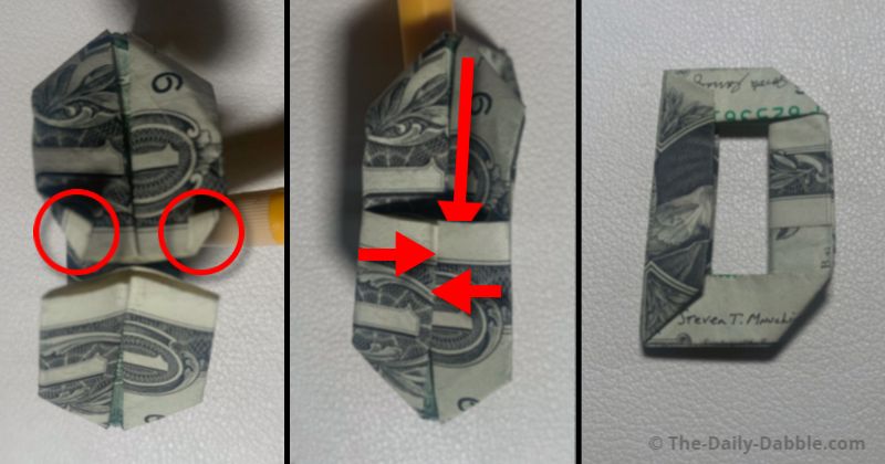 dollar bill origami letter d step 9