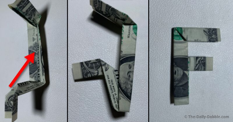 dollar bill origami letter f step 7
