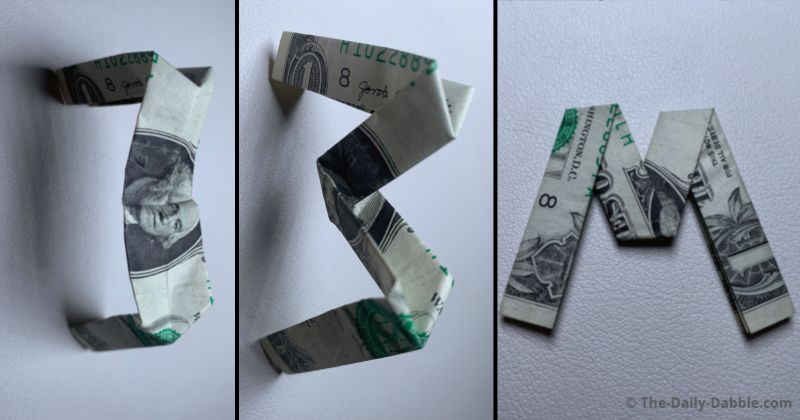 dollar bill origami letter m step 8