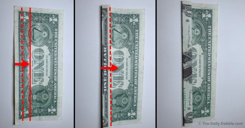 dollar bill origami letter n step 2