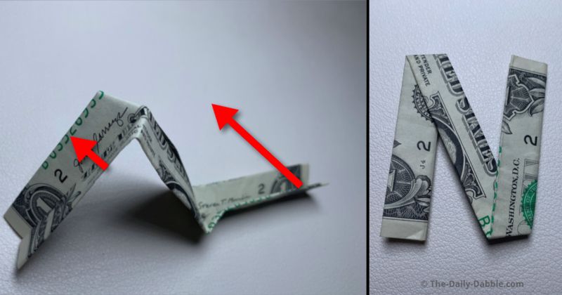 dollar bill origami letter n step 6