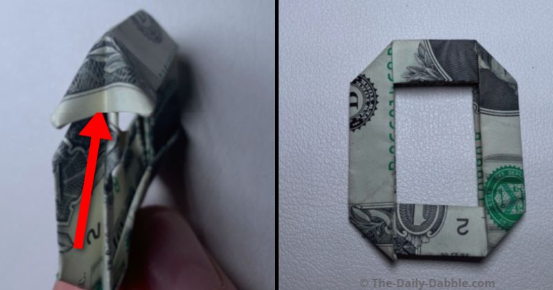 dollar bill origami letter o step 10