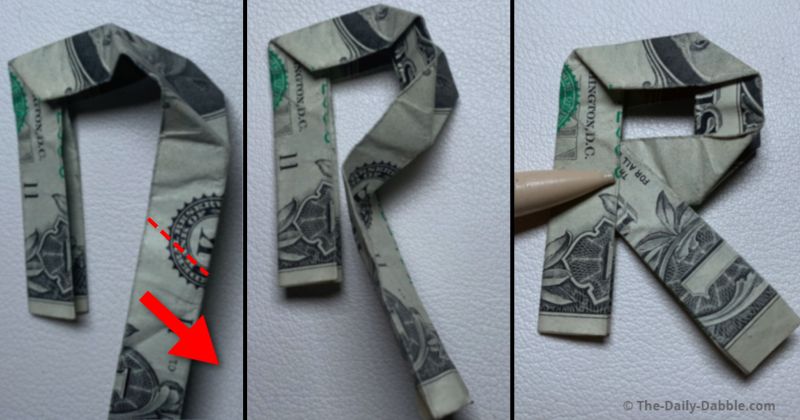 dollar bill origami letter r step 7