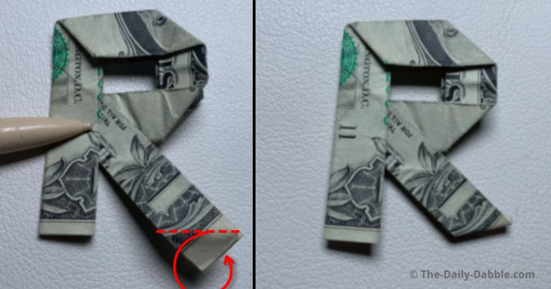 dollar bill origami letter r step 8