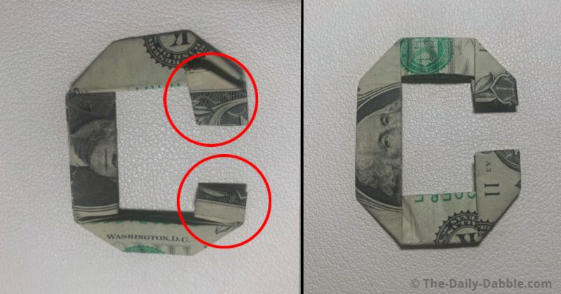 dollar origami letter c last step