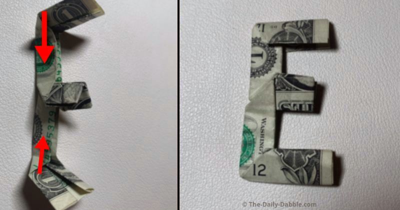 dollar origami letter e step 9