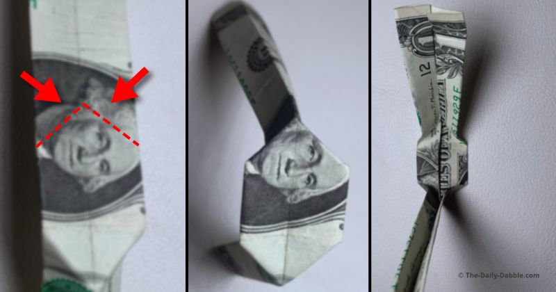 dollar bill origami letter u step 5