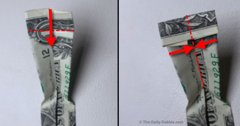 dollar bill origami letter u step 6