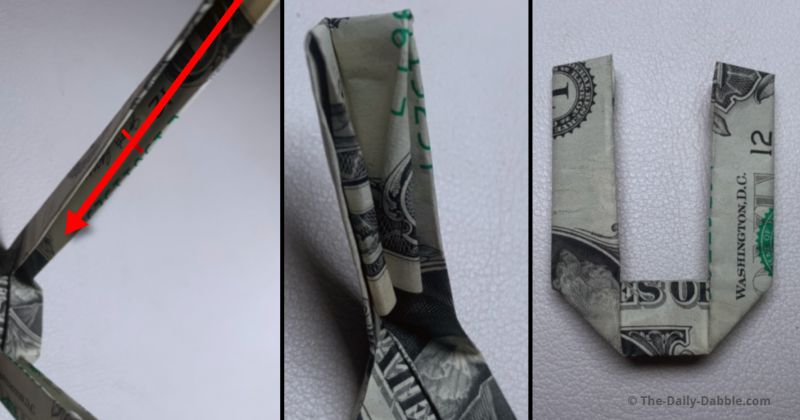 dollar bill origami letter u step 7