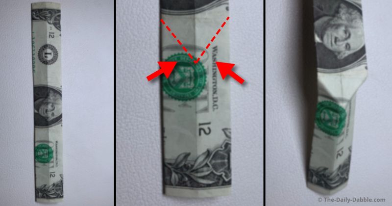 dollar bill origami letter v step 4