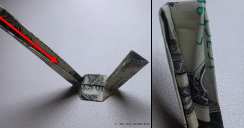 dollar bill origami letter v step 7