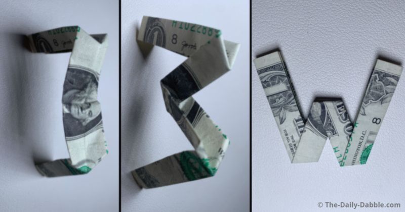 dollar bill origami letter w step 8