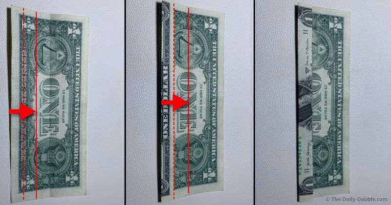 folding dollar half in thirds step 2