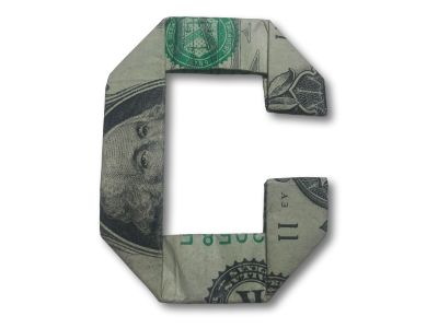 money origami letter c