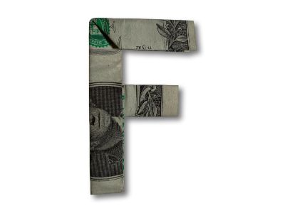 money origami letter f