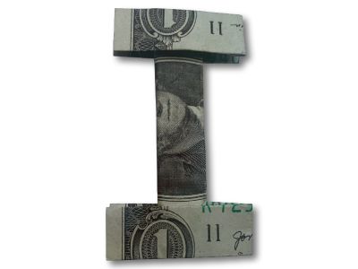 money origami letter i