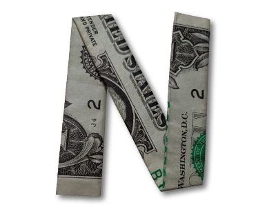 money origami letter n