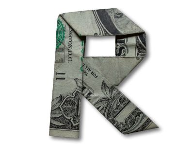 money origami letter r