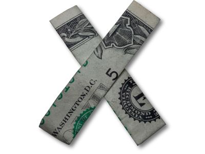 money origami letter x