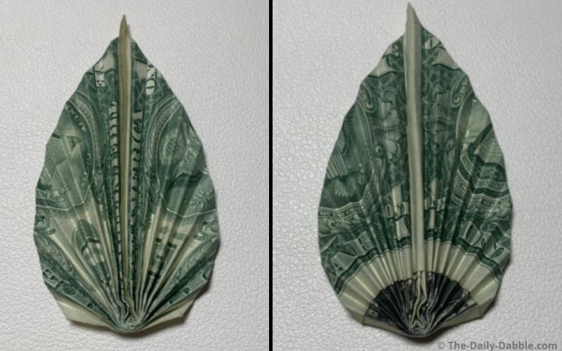 dollar bill origami leaf front and back