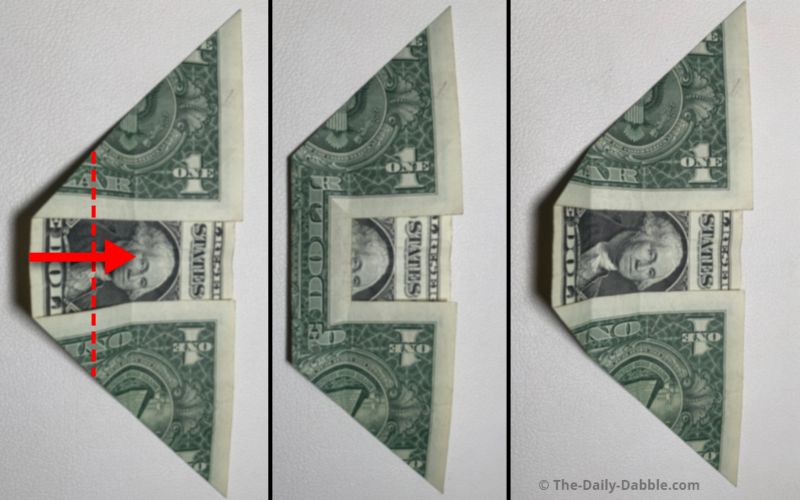 dollar bill origami leaf step 3