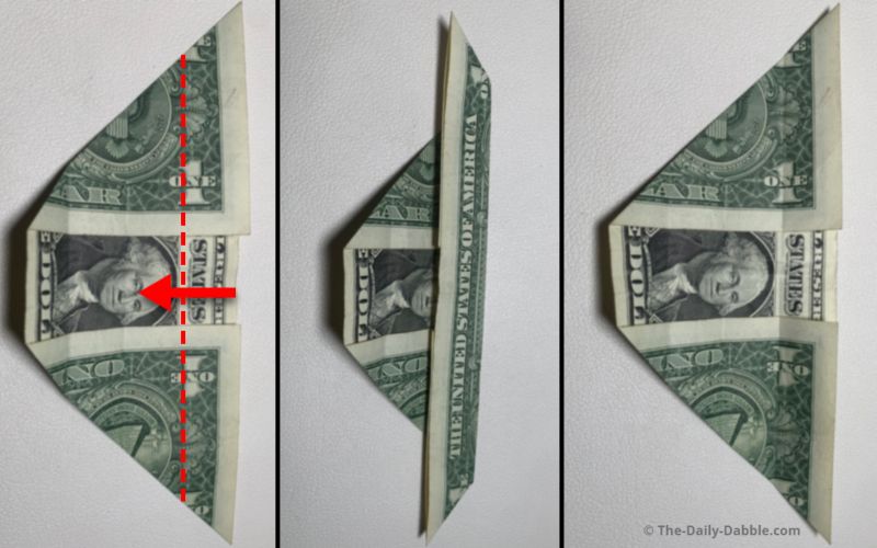 dollar bill origami leaf step 4