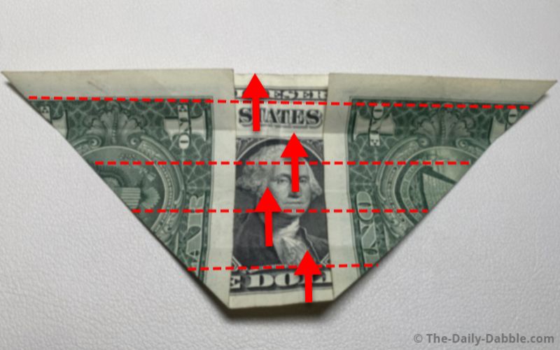 dollar bill origami leaf step 5