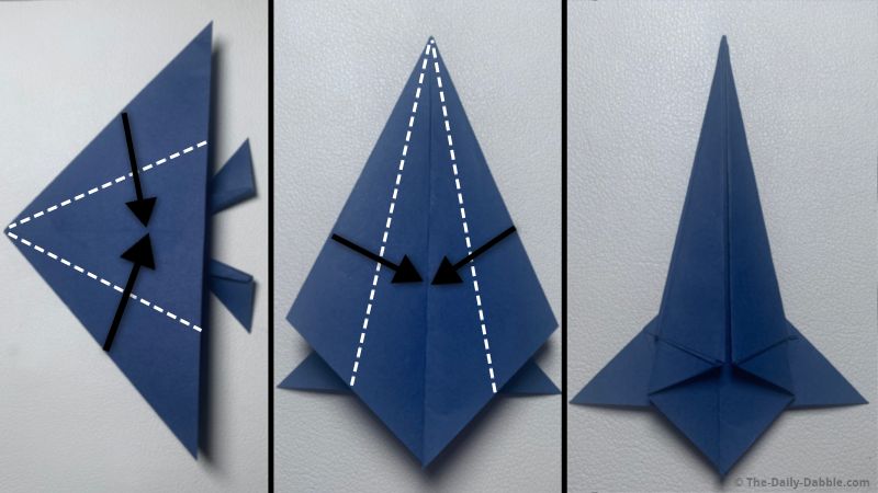 launchable origami rocket fold 7